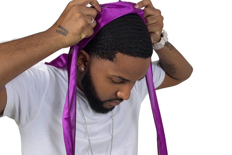 ForceWave Silky Durag for Men Wave Cap Satin Dorag for Men Women 360 Wave Purple - Image 2